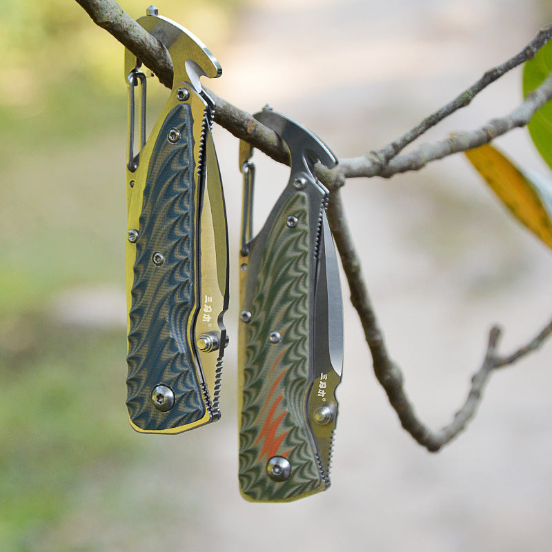 Premium Portable Outdoor Folding Knife with 12C27 Stainless Steel Blade and G10 Handle | Durable, Lightweight, and Versatile EDC Survival Tool