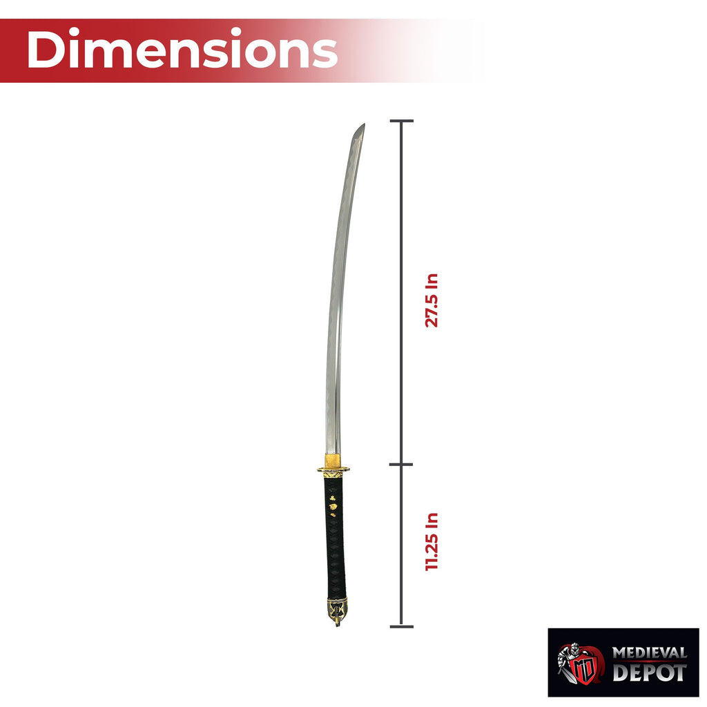 Onyx Elegance Handmade Katana A Symphony of Black and Gold Mastery