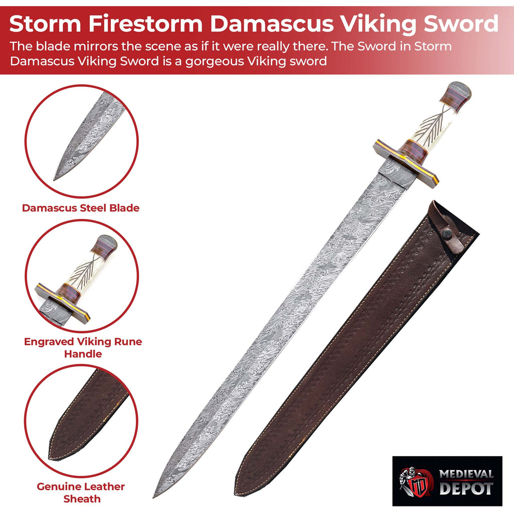 Sword in Storm Firestorm Damascus Viking Sword