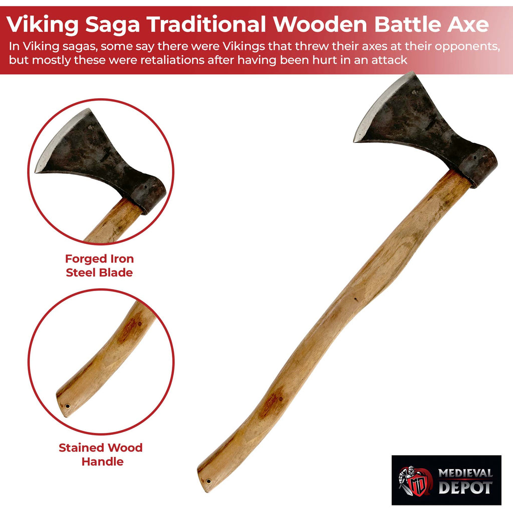 Viking Saga Traditional Wooden Battle Axe